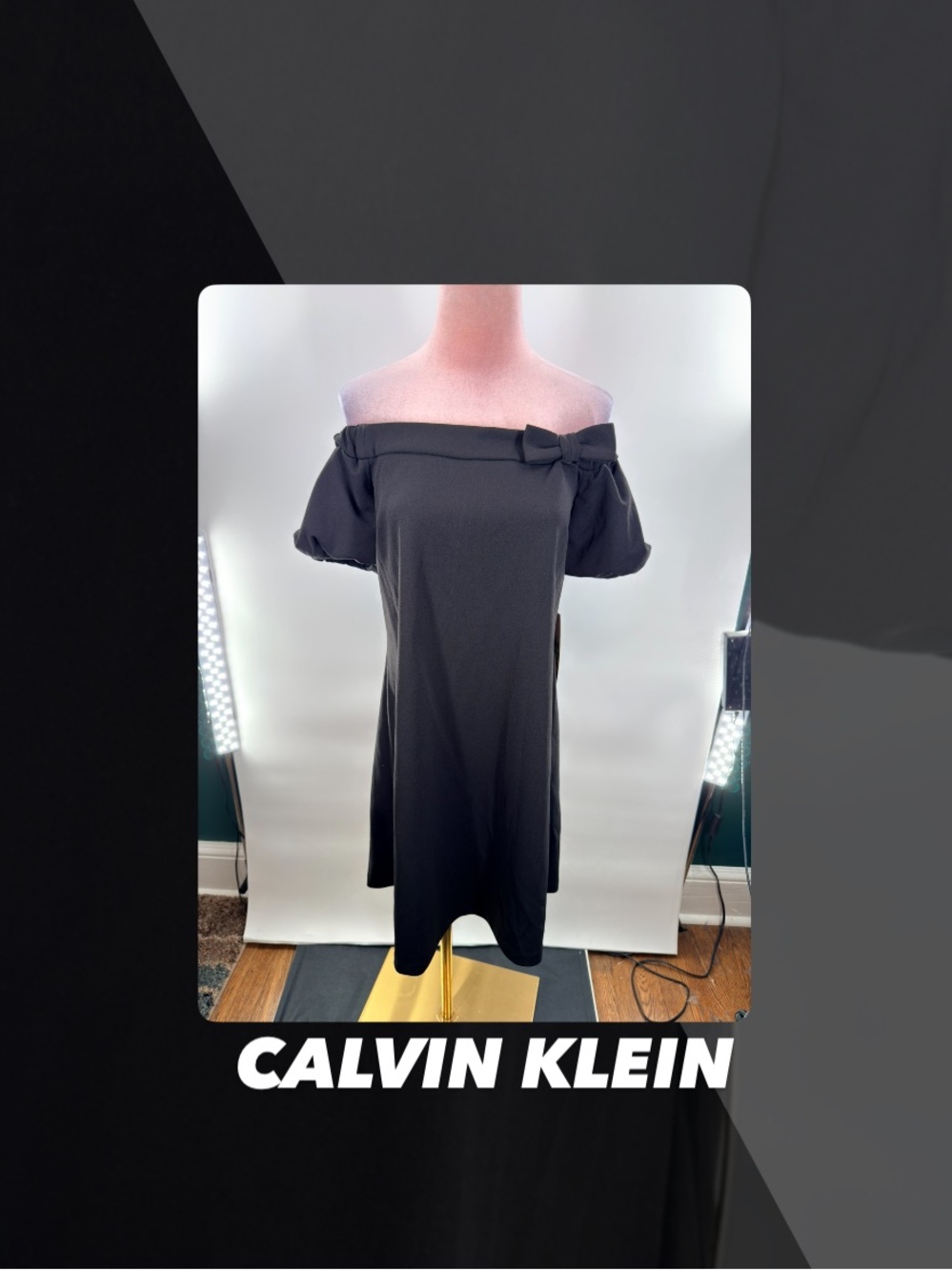 NWT Calvin Klein Off The Shoulder Bow Shift Dress